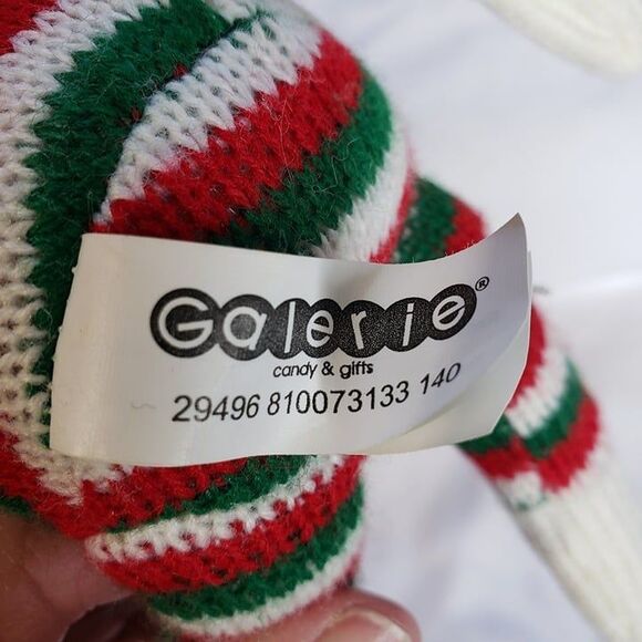 Funny Little Christmas Red Green Stripe Sock Monkey 10" Plush Stuffed Animal - Picture 4 of 9